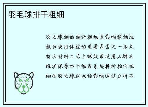 羽毛球排干粗细